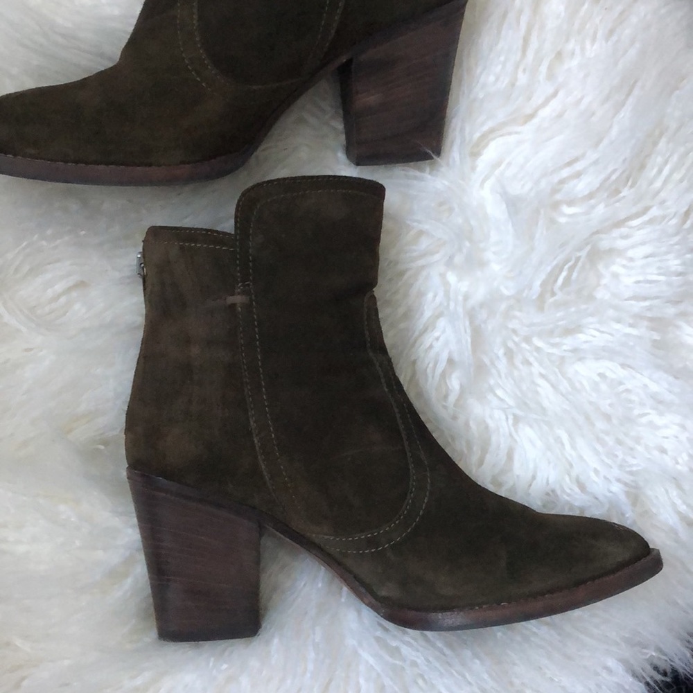 Aquatalia Boots Suede Bootie Women's Shoes Block Heel made in Italy - Picture 5 of 12